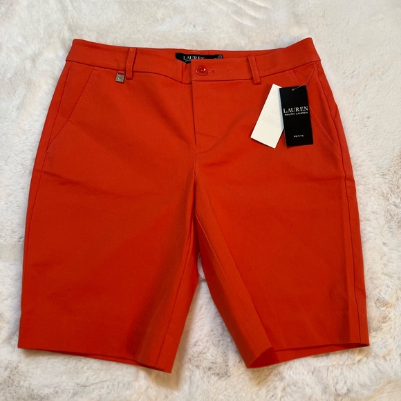 Ralph Lauren Women's Shorts Bi-stretch Twill Cotton Blend Orange US Size 2P NEW - Picture 8 of 13